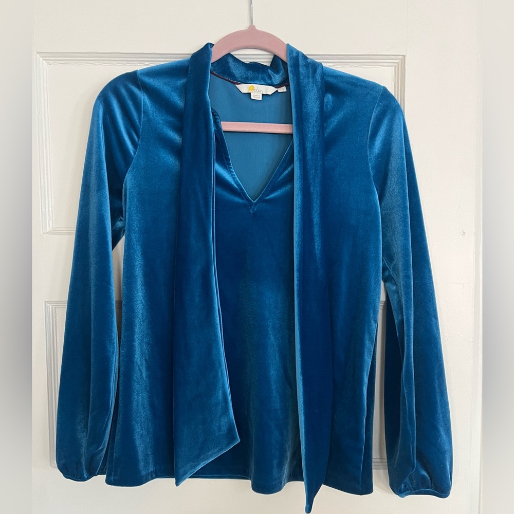 Boden Blue Velvet Top - NWOT - Size 2